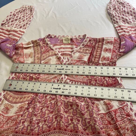 Blue Boheme Hippie Boho Chic Paisley Shirt Top Blouse One Size - Picture 5 of 9